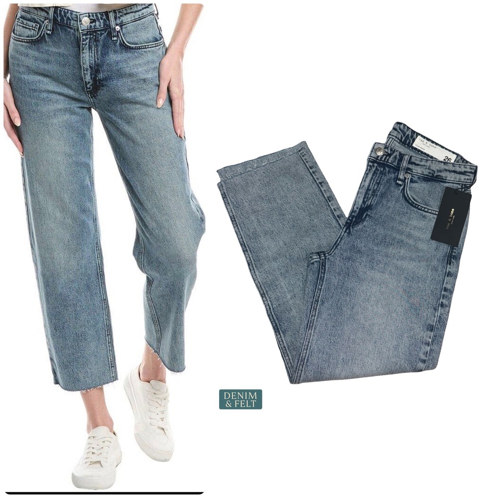 Rag & Bone Dylan Dubois Baggy Cropped Jeans Relaxed Light Wash Denim 27 NEW